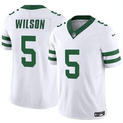 Nike New York Jets #5 Garrett Wilson White Throwback Authentic Stitched NFL Jersey