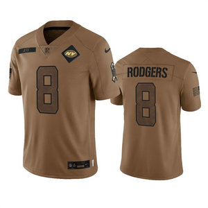 Nike New York Jets #8 Aaron Rodgers 2023 Brown Salute To Service Authentic Stitched NFL Jersey