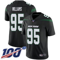 Nike New York Jets #95 Quinnen Williams With NFL 100th Season Patch Black Vapor Untouchable Authentic Stitched NFL jersey