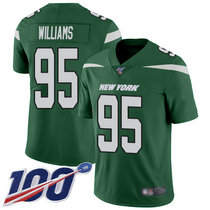 Nike New York Jets #95 Quinnen Williams With NFL 100th Season Patch Green Vapor Untouchable Authentic Stitched NFL jersey