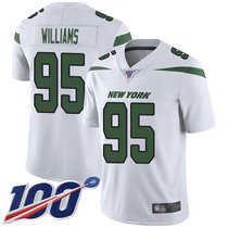 Nike New York Jets #95 Quinnen Williams With NFL 100th Season Patch White Vapor Untouchable Authentic Stitched NFL jersey