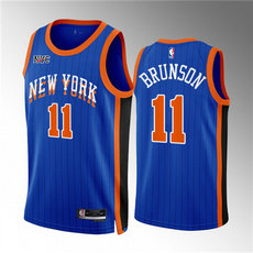 Nike New York Knicks #11 Jalen Brunson Blue 2024 City Stitched NBA Jersey