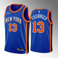 Nike New York Knicks #13 Evan Fournier Blue 2024 City Stitched NBA Jersey