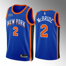 Nike New York Knicks #2 Miles McBride Blue 2024 City Stitched NBA Jersey