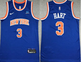Nike New York Knicks #3 Josh Hart Blue With Advertising Stitched NBA Jersey