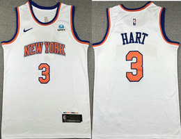 Nike New York Knicks #3 Josh Hart White With Advertising Stitched NBA Jersey