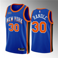 Nike New York Knicks #30 Julius Randle Blue 2024 City Stitched NBA Jersey