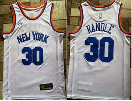 Nike New York Knicks #30 Julius Randle White White 75th anniversary Authentic Stitched NBA Jersey