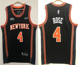 Nike New York Knicks #4 Derrick Rose Red City 75th anniversary With Advertising Authentic Stitched NBA Jersey