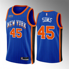Nike New York Knicks #45 Jericho Sims Blue 2024 City Stitched NBA Jersey