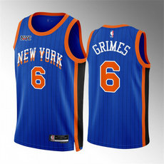 Nike New York Knicks #6 Quentin Grimes Blue 2024 City Stitched NBA Jersey