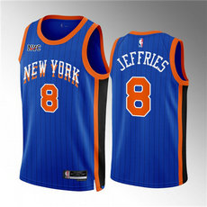 Nike New York Knicks #8 DaQuan Jeffries Blue 2024 City Stitched NBA Jersey