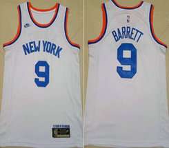 Nike New York Knicks #9 R.J. Barrett White 75th anniversary With Advertising Authentic Stitched NBA jersey