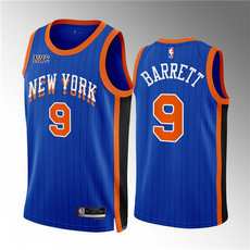Nike New York Knicks #9 RJ Barrett Blue 2024 City Stitched NBA Jersey