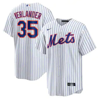Nike New York Mets #35 Justin Verlander White Game Authentic Stitched MLB Jersey.