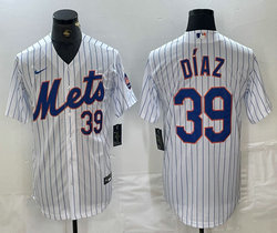 Nike New York Mets #39 Edwin Diaz White 39 front Game Authentic Stitched MLB Jersey