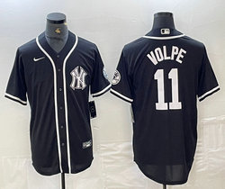 Nike New York Yankees #11 Anthony Volpe Black Stripe With Name Logo Joint Stitched MLB Jersey