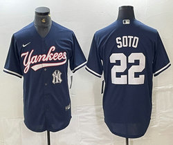Nike New York Yankees #22 Juan Soto Navy 2(II) Joint Team Logo front Stitched MLB Jersey