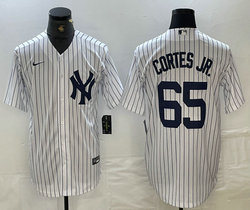 Nike New York Yankees #65 Nestor Cortes Jr. With Name White Stripe Game  Stitched MLB Jersey