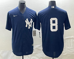 Nike New York Yankees #8 Yogi Berra Navy No Name Game Authentic Stitched MLB Jersey