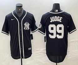 Nike New York Yankees #99 Aaron Judge Black Stripe With Name Logo Joint Stitched MLB Jersey