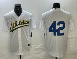 Nike Oakland Athletics #42 White Game Authentic Stitched MLB Jersey