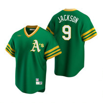 Nike Oakland Athletics #9 Reggie Jackson Green Cooperstown Collection Game Authentic Stitched MLB Jersey