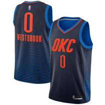 Nike Oklahoma City Thunder #0 Russell Westbrook Navy Blue Game Authentic Stitched NBA jersey