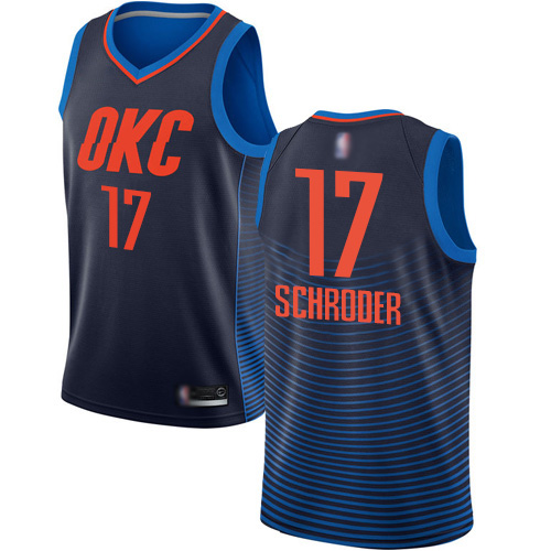 Nike Oklahoma City Thunder #17 Dennis Schroder Navy Blue Game Authentic Stitched NBA jersey