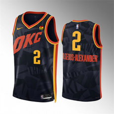 Nike Oklahoma City Thunder #2 Shai Gilgeous-Alexander 2024 Black City With Advertising Stitched NBA Jersey