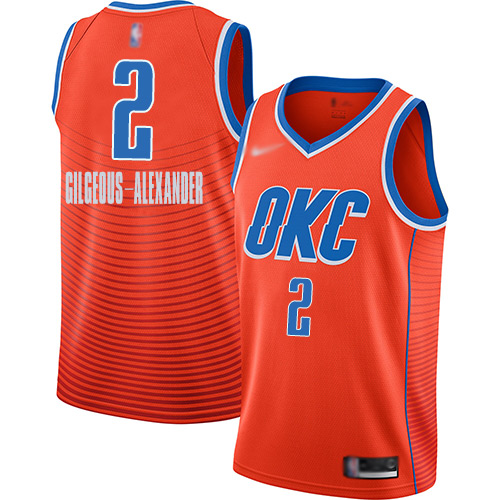 Nike Oklahoma City Thunder #2 Shai Gilgeous-Alexander Orange Game Authentic Stitched NBA jersey