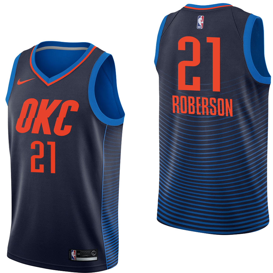 Nike Oklahoma City Thunder #21 Andre Roberson Navy Blue Game Authentic Stitched NBA jersey