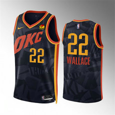 Nike Oklahoma City Thunder #22 Cason Wallace 2024 Black City With Advertising Stitched NBA Jersey