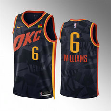 Nike Oklahoma City Thunder #6 Jaylin Williams 2024 Black City With Advertising Stitched NBA Jersey