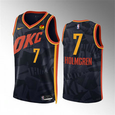 Nike Oklahoma City Thunder #7 Chet Holmgren 2024 Black City With Advertising Stitched NBA Jersey