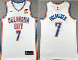 Nike Oklahoma City Thunder #7 Chet Holmgren White With Advertising Authentic Stitched NBA Jersey