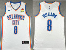 Nike Oklahoma City Thunder #8 Jalen Williams White With Advertising Authentic Stitched NBA Jersey