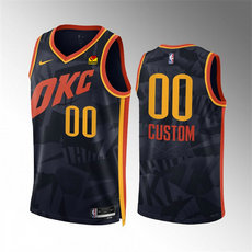 Nike Oklahoma City Thunder Custom 2024 Black City With Advertising Stitched NBA Jersey
