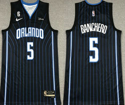 Nike Orlando Magic #5 Mohamed Bamba Black 6 Patch 2022-23 With Advertising Authentic Stitched NBA Jersey