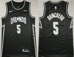 Nike Orlando Magic #5 Mohamed Bamba Black City 2024 With Advertising Authentic Stitched NBA Jersey