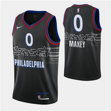 Nike Philadelphia 76ers #0 Tyrese Maxey 2020-21 City With Advertising Authentic Stitched NBA jersey