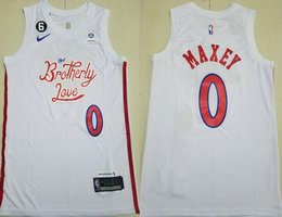 Nike Philadelphia 76ers #0 Tyrese Maxey White City 6 Patch 2022-23 With Advertising Authentic Stitched NBA Jersey