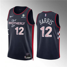 Nike Philadelphia 76ers #12 Tobias Harris 2024 Navy City Stitched NBA Jersey