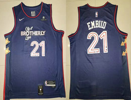 Nike Philadelphia 76ers #21 Joel Embiid 2024 City With Advertising Authentic Stitched NBA Jersey