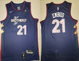 Nike Philadelphia 76ers #21 Joel Embiid City 2023-24 With Advertising Authentic Stitched NBA jersey