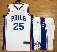 Nike Philadelphia 76ers #25 Ben Simmons White With Advertising Authentic Stitched NBA Suit Jersey