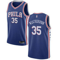 Nike Philadelphia 76ers #35 Clarence Weatherspoon Blue Game Authentic Stitched NBA jersey