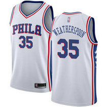 Nike Philadelphia 76ers #35 Clarence Weatherspoon White Game Authentic Stitched NBA Jersey