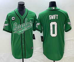 Nike Philadelphia Eagles #0 D’andre Swift C patch Green 2(II) Joint baseball jersey