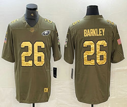 Nike Philadelphia Eagles #26 Saquon Barkley 2017 Gold Name Salute To Service Authentic Stitched NFL Jersey